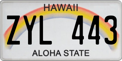 HI license plate ZYL443