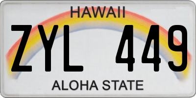 HI license plate ZYL449