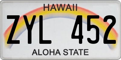 HI license plate ZYL452