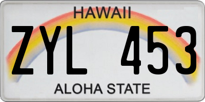 HI license plate ZYL453