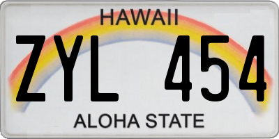 HI license plate ZYL454