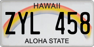 HI license plate ZYL458