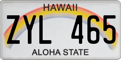 HI license plate ZYL465