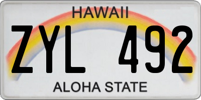 HI license plate ZYL492