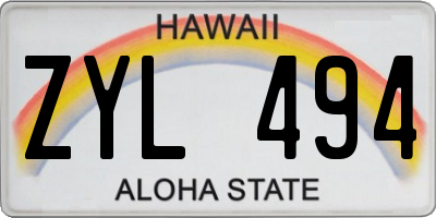 HI license plate ZYL494