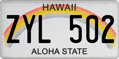 HI license plate ZYL502