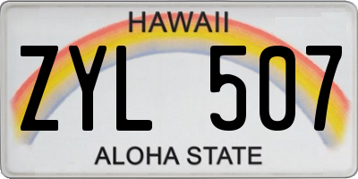 HI license plate ZYL507