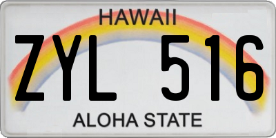 HI license plate ZYL516