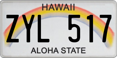 HI license plate ZYL517