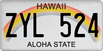 HI license plate ZYL524