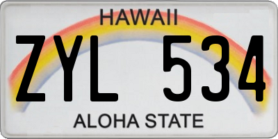 HI license plate ZYL534