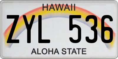 HI license plate ZYL536