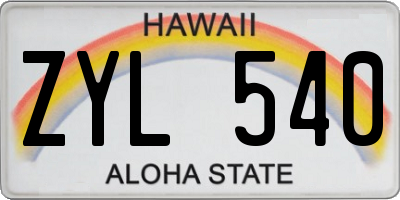 HI license plate ZYL540