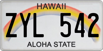 HI license plate ZYL542