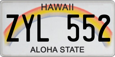 HI license plate ZYL552