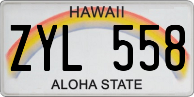 HI license plate ZYL558