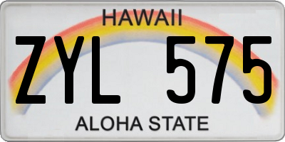 HI license plate ZYL575