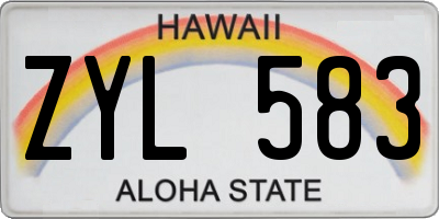 HI license plate ZYL583