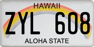 HI license plate ZYL608