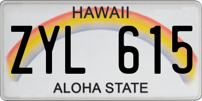 HI license plate ZYL615