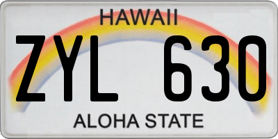 HI license plate ZYL630