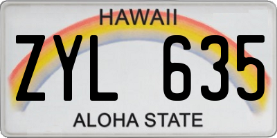 HI license plate ZYL635