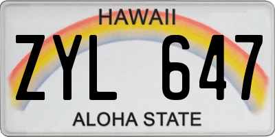 HI license plate ZYL647