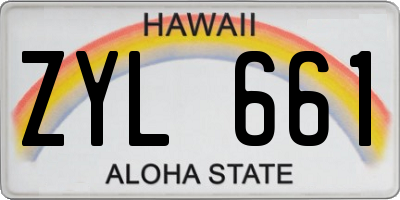 HI license plate ZYL661