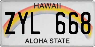 HI license plate ZYL668