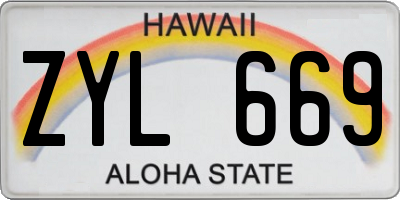HI license plate ZYL669