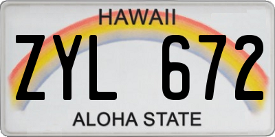 HI license plate ZYL672