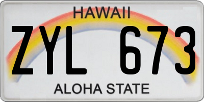 HI license plate ZYL673