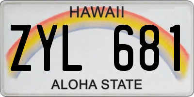 HI license plate ZYL681
