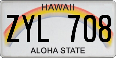 HI license plate ZYL708