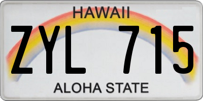 HI license plate ZYL715