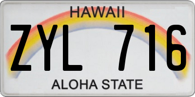 HI license plate ZYL716