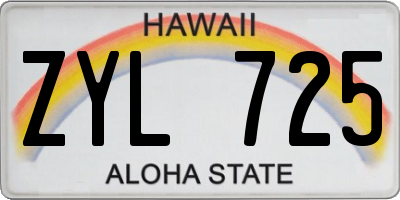 HI license plate ZYL725
