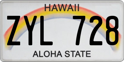 HI license plate ZYL728