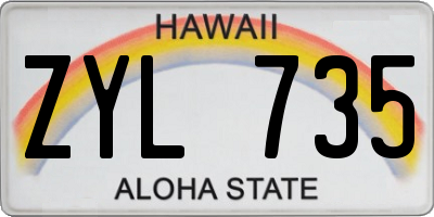 HI license plate ZYL735