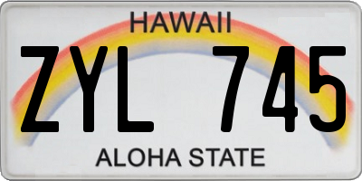 HI license plate ZYL745