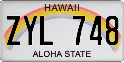 HI license plate ZYL748