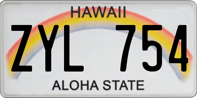 HI license plate ZYL754
