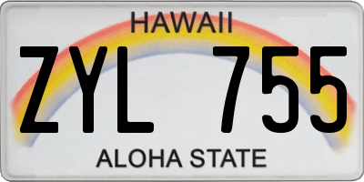 HI license plate ZYL755