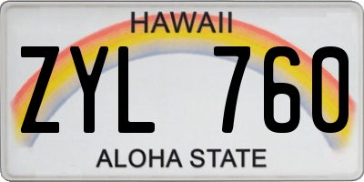 HI license plate ZYL760