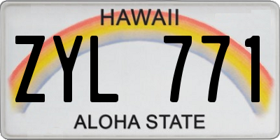 HI license plate ZYL771