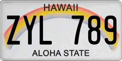 HI license plate ZYL789