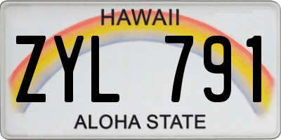 HI license plate ZYL791