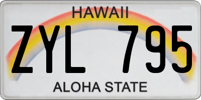 HI license plate ZYL795