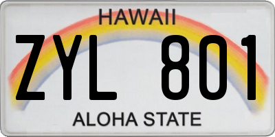 HI license plate ZYL801