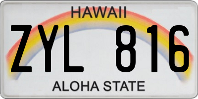 HI license plate ZYL816